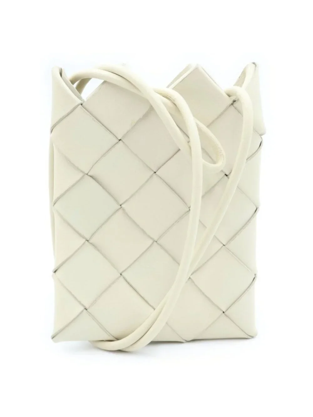 Bottega Veneta Intrecciato Pochette Phone Pouch Leather Ivory